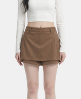 Suede Wrap Mini Skort