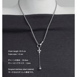 Silver Cross Ring Ball Necklace