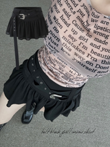 belt black frill mini skirt