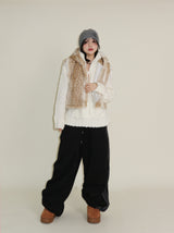 Tier Bambi Fake Fur Hooded Vest (Short Quilted)