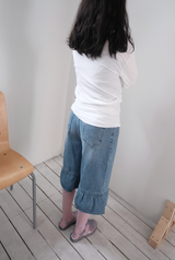 frill bermuda denim