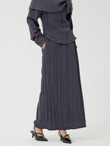 Scratch Low-Rise Long Skirt, Charcoal