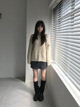 Melton loose fit knitwear (2 colors)