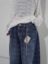 (UNISEX) Check Wide Denim Pants