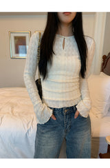 Daisy lace cuffs long-sleeved t-shirt