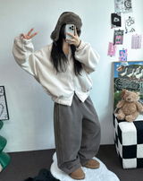 ストリング🩶ピグメントトラックロングパンツ 🩶🤎🖤3カラー