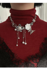 VINTAGE FLOWER TASSLE NECKLACE
