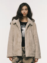 COLLAR FUR JACKET BEIGE