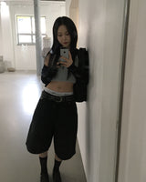 D ring bermuda denim pants