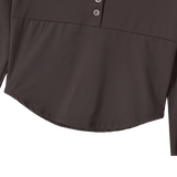 Nylon Buttoned Crop T-shirt [Fabric by ITALY] - BROWN