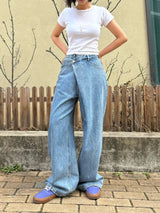 WRAP WAIST WIDE FIT DENIM PANTS code 18104