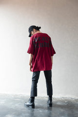 Hierarchy Studios - マルーンワイドロゴオーバーサイズTシャツ