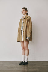 Suede half coat (Brown)