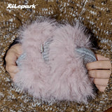 Cute fluffy winter warm ear mask for girls
