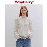 Why Berry 24SS "Misty Mist" オフホワイトレースショルダーシャツ