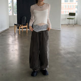Surfy Side Slit Washed Balloon Fit Denim Pants