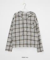 Bijoupe Loose-Fit Summer Check Hood Shirt