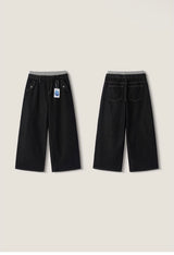 Layered banding denim pants
