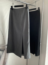 Lower Slit Long Skirt (2 colors)