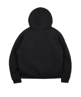 Lettering Embroidered Hoodie Zip-Up - Black