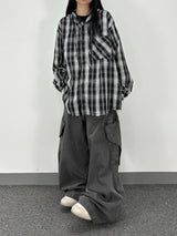 vely gingham hooded shirt
