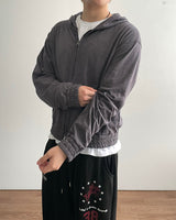 ロービング スラブ クロップド フーデッド ジップアップ