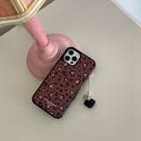 ハート レオパード ガラス バンパーケース (ブラウン)
