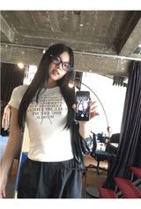 リボンレタリングラウンド半袖Tシャツ