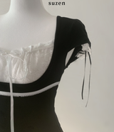 Dotoni Lace Ribbon Top