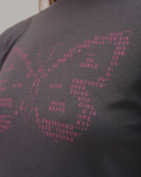 テキストバタフライクロップTシャツ-CHARCOAL