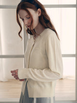 CASHMERE BLENDED BASIC CARDIGAN LEMON