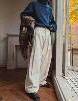 Matty Wool Deep Tuck Wide Slacks