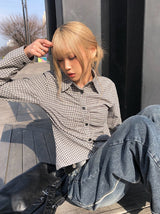 イトダブルポケットカットアウトウォッシュワイドデニムパンツ