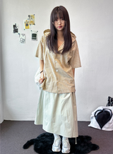Muti Shirring Pocket H-Line Long Wide Skirt 4color