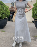 【MADE】Shirring slit long dress