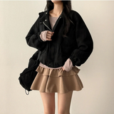 Fumo High Neck Banding Suede Jumper