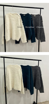 [Unisex] Wool hair button knit(3color)