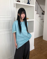 ハロムコントラストロールアップ半袖Tシャツ