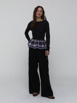 Side Shirring Stripe Top_Charcoal