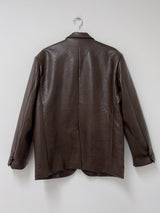 [unisex] Crack Single Leather Over Fit Jacket