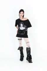 スモーキングローズTシャツ #ブラック