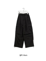 [unisex] ノード カーゴ ポケット ナイロン バンディング ワイド パンツ