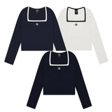 ロゴステッチスクエアネックカラーリングロングスリーブ