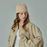 VA Curved Logo Washed Beanie / Beige