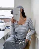 [BELLIDE MADE] punching striped long-sleeved T-shirt