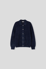 Angora semi-cropped collar cardigan