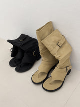 Two-buckle open-toe flip-flop boots