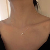 [925silver] Small cubic & bar necklace
