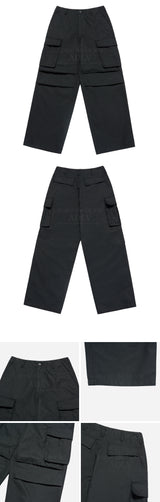 24FW セミワイドパラシュートカーゴポケットパンツ ブラック