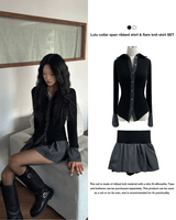 Lulu spandex ribbed flare knit skirt (2 colors)